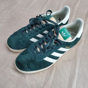 Adidas Gazelle Dark Green and White Sneakers